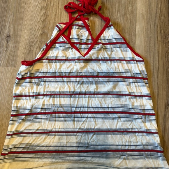 Universal Thread Tops - Striped Halter Top with Red Accents
